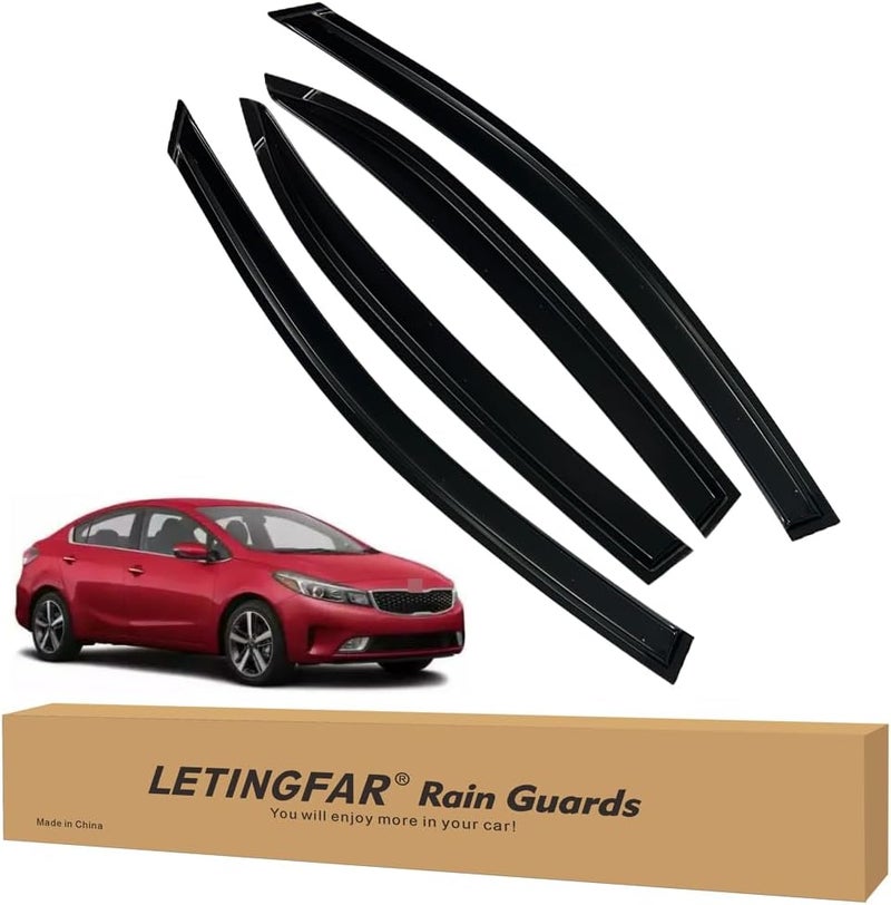 LETINGFAR حراس المطر اللاصقة لسيارة كيا فورت 2019-2024، ملحقات كيا فورت 2019-2024، واقيات النوافذ الجانبية لسيارة كيا فورت - Image 1